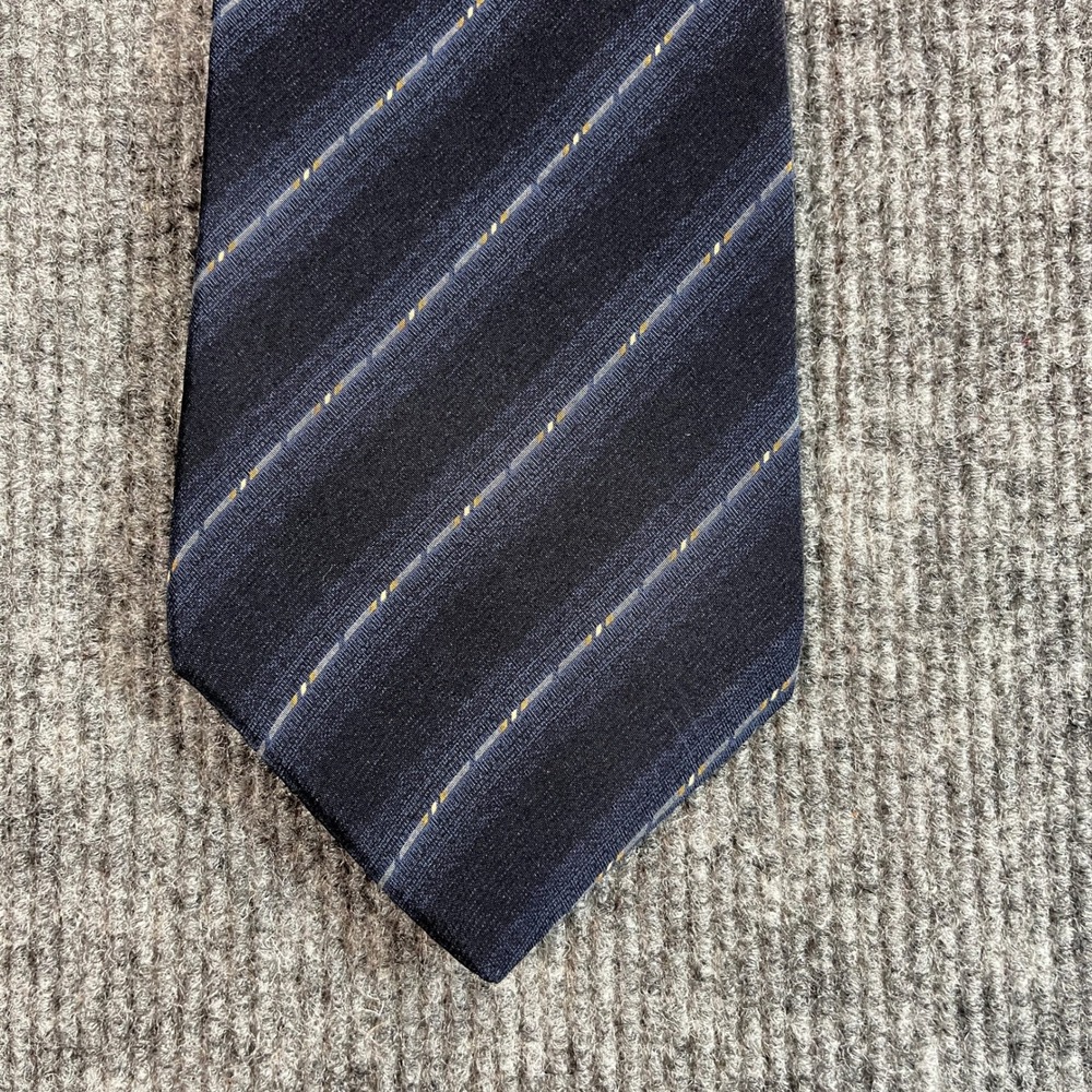 Bill Blass Mens Navy Blue Black Striped Silk Necktie Classic Formal Tie